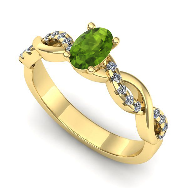 Inel din aur galben cu peridot