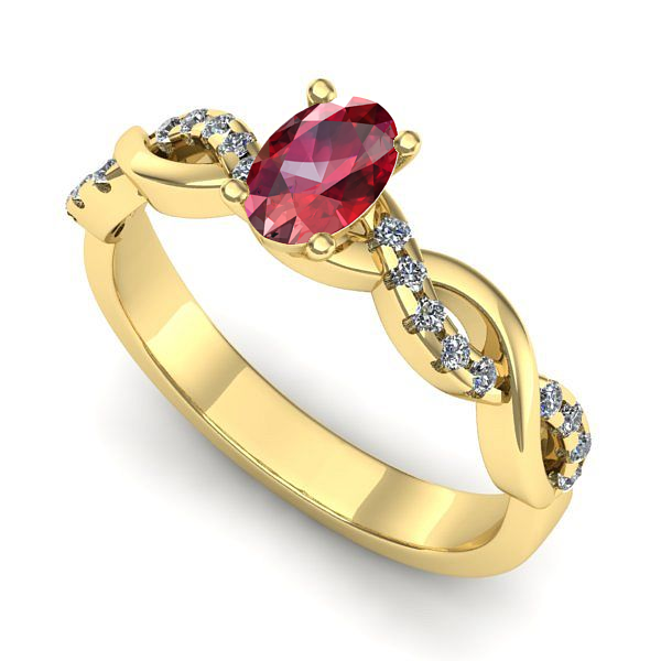 Inel de logodna din aur galben cu rubin