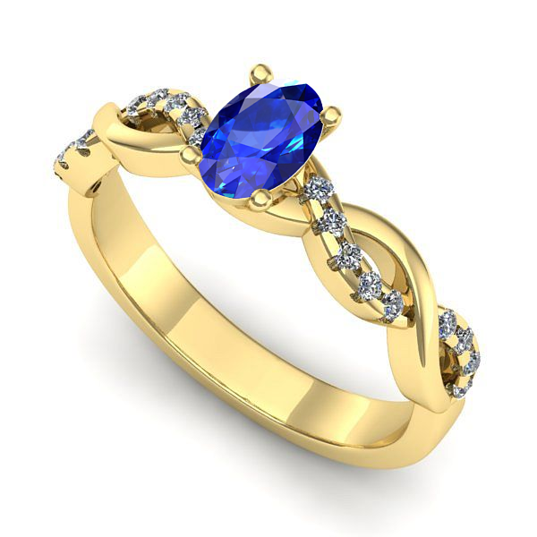 Inel din aur galben cu safir