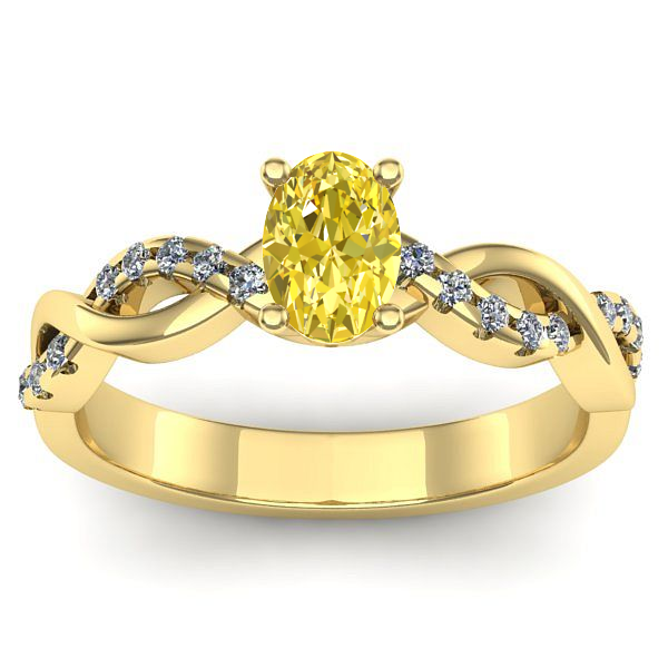 Inel de logodna cu safir galben oval