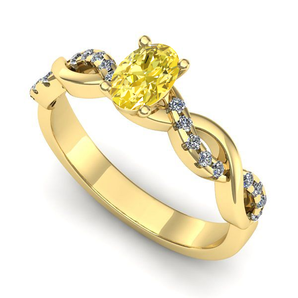 Inel de logodna din aur galben cu safir galben