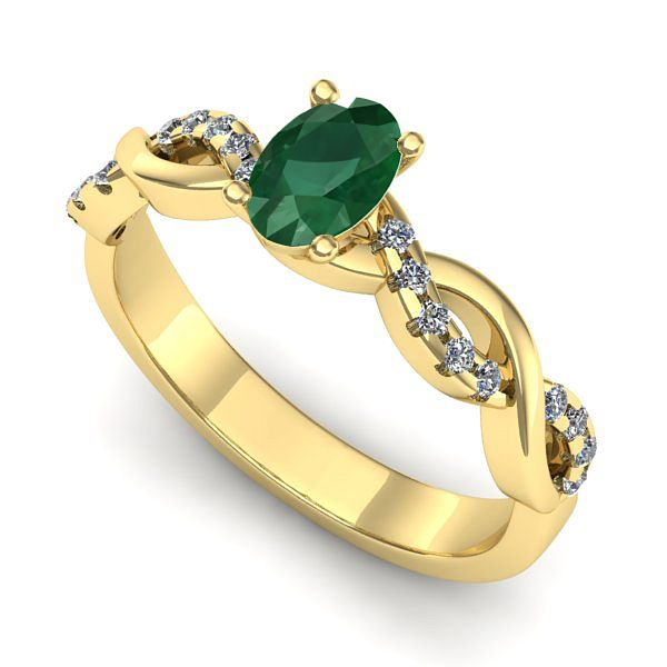 Inel din aur galben cu smarald