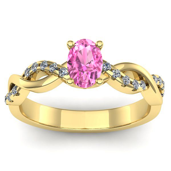 Inel logodna cu safir roz oval