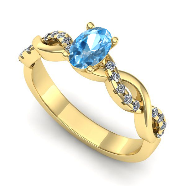 Inel de logodna din aur galben cu topaz blue