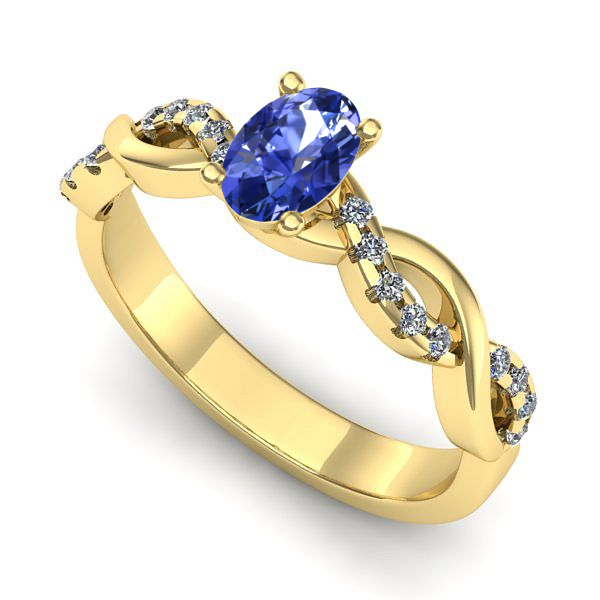 Inel din aur galben cu tanzanit