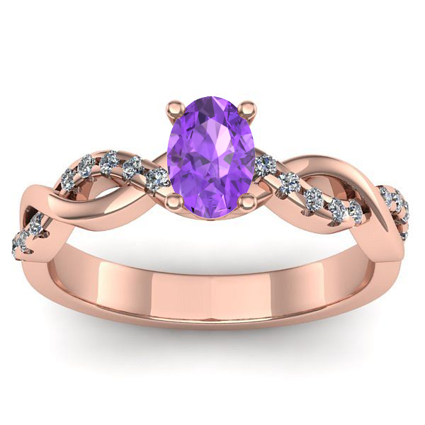 Inel de logodna cu ametist oval