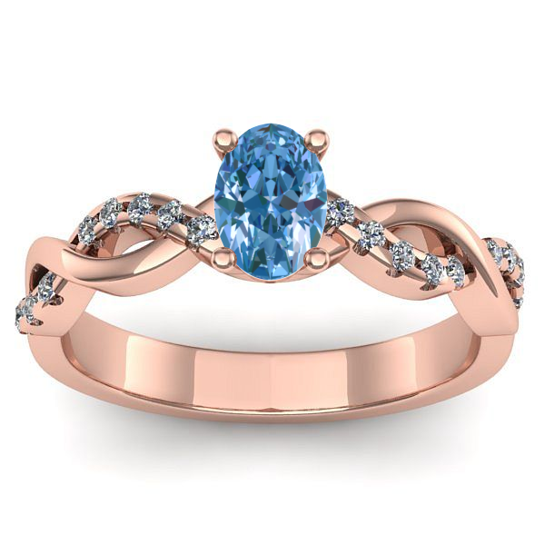 Inel logodna cu diamant de laborator albastru oval