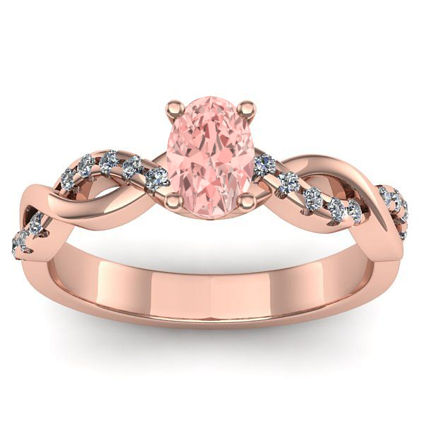 Inel cu diamant de laborator roz oval