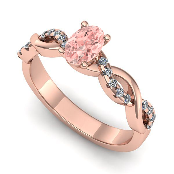 Inel logodna din aur roz cu diamant de laborator roz