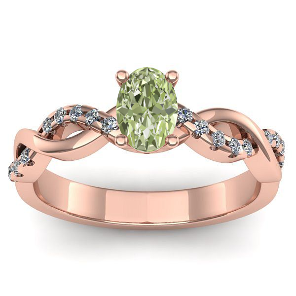 Inel logodna cu diamant de laborator verde oval