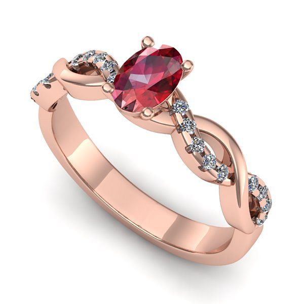 Inel din aur roz cu rubin