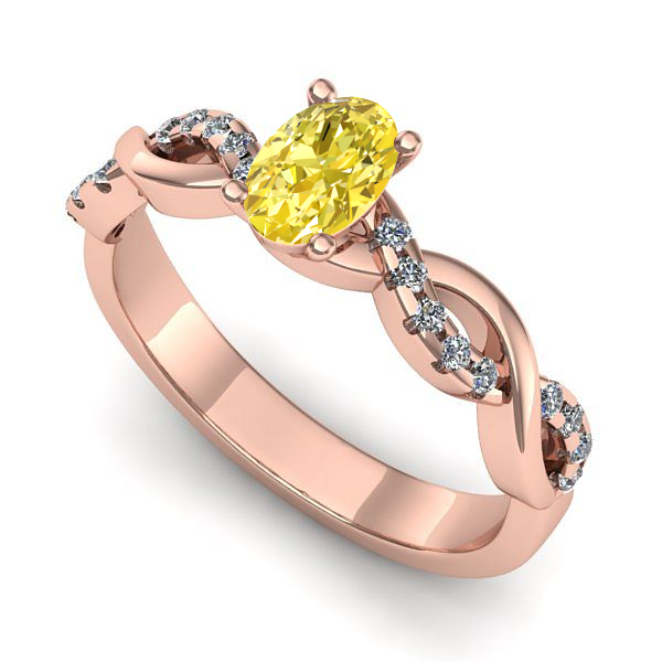 Inel logodna din aur roz cu safir galben