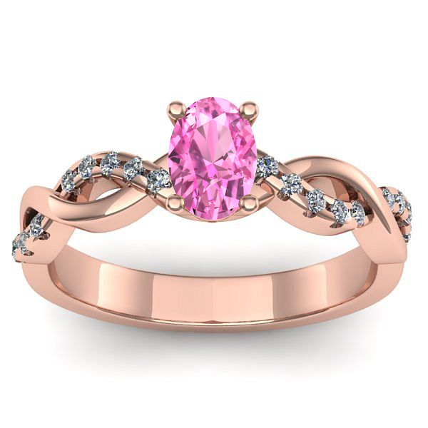 Inel cu safir roz oval
