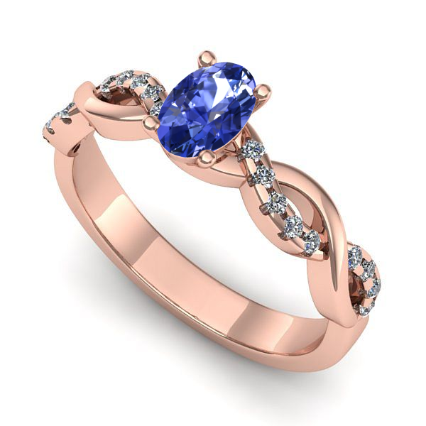 Inel de logodna din aur roz cu tanzanit