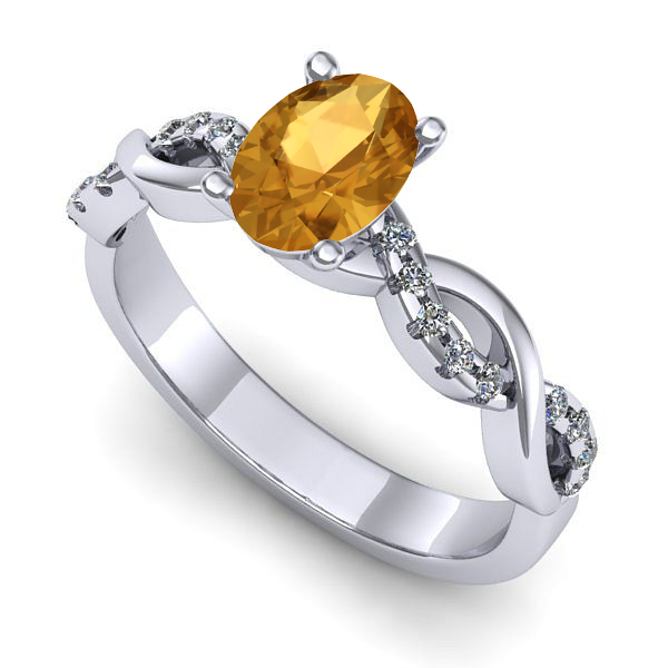 Inel de logodna din aur alb cu citrin