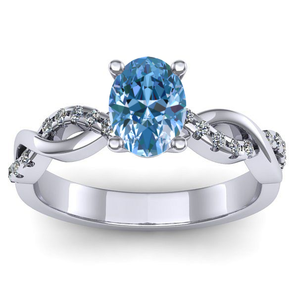 Inel logodna cu diamant de laborator albastru oval