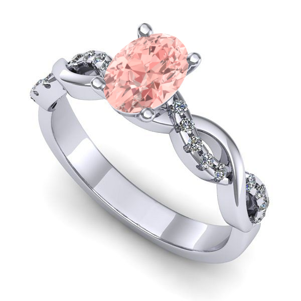 Inel din aur alb cu diamant de laborator roz