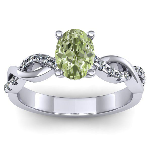 Inel cu diamant de laborator verde oval