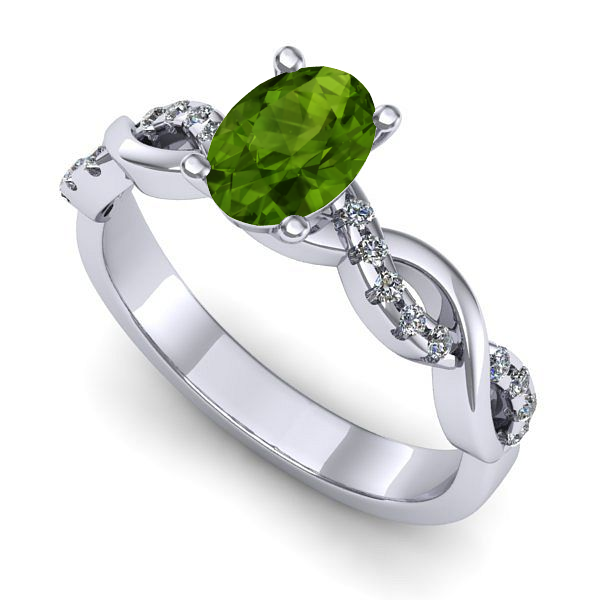 Inel din aur alb cu peridot