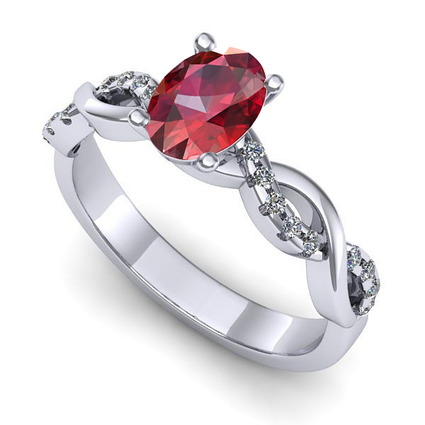 Inel logodna din aur alb cu rubin