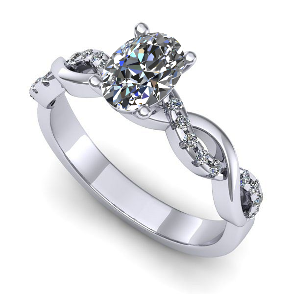 Inel din aur alb cu diamant de laborator