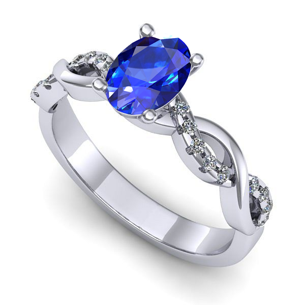 Inel din aur alb cu safir