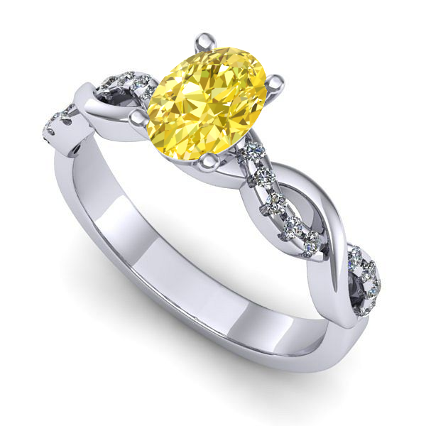 Inel de logodna din aur alb cu safir galben