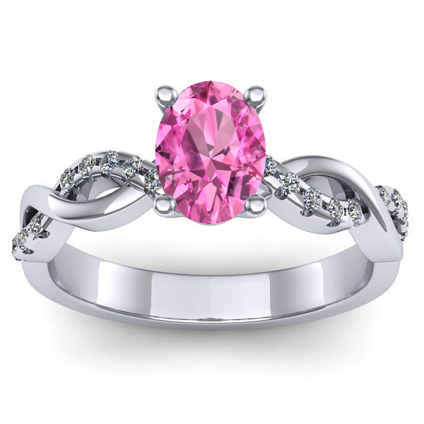 Inel logodna cu safir roz oval