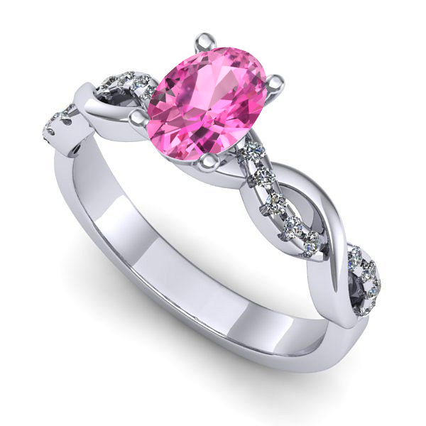 Inel din aur alb cu safir roz