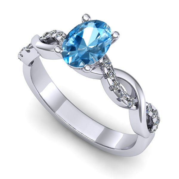 Inel din aur alb cu topaz blue