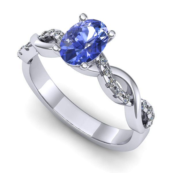 Inel de logodna din aur alb cu tanzanit