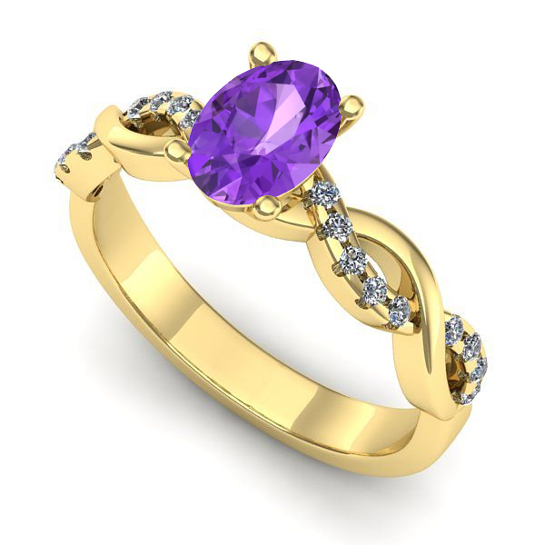 Inel din aur galben cu ametist