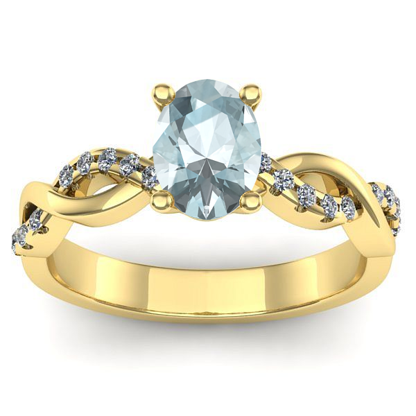 Inel cu aquamarin oval