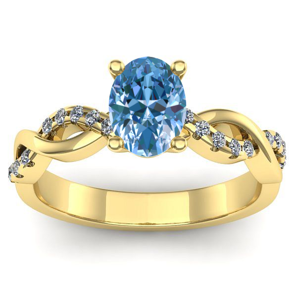 Inel logodna cu diamant de laborator albastru oval