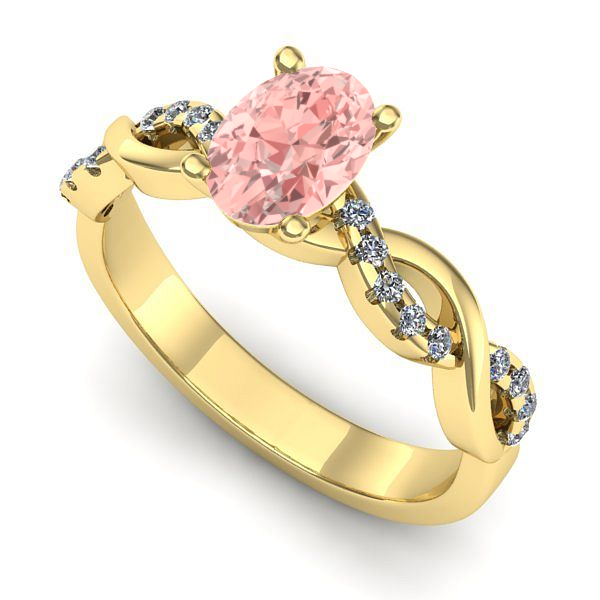 Inel logodna din aur galben cu diamant de laborator roz