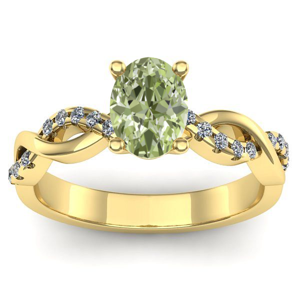 Inel de logodna cu diamant de laborator verde oval