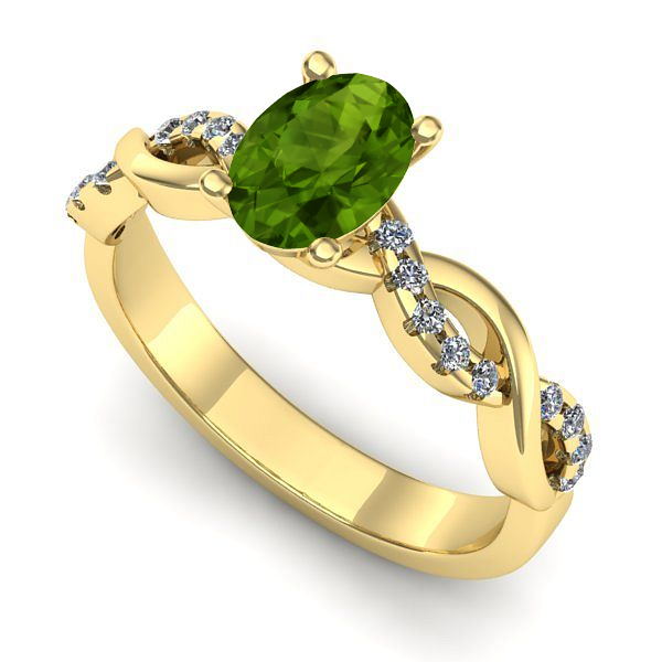 Inel din aur galben cu peridot