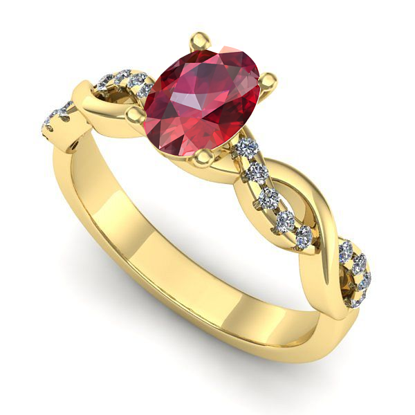 Inel logodna din aur galben cu rubin
