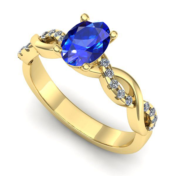 Inel logodna din aur galben cu safir