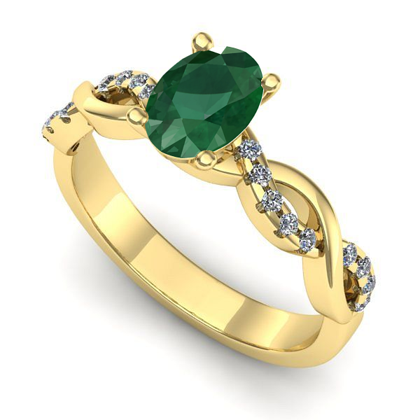 Inel din aur galben cu smarald