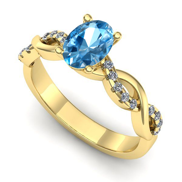 Inel din aur galben cu topaz blue