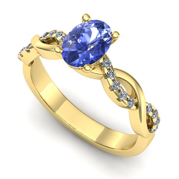Inel logodna din aur galben cu tanzanit