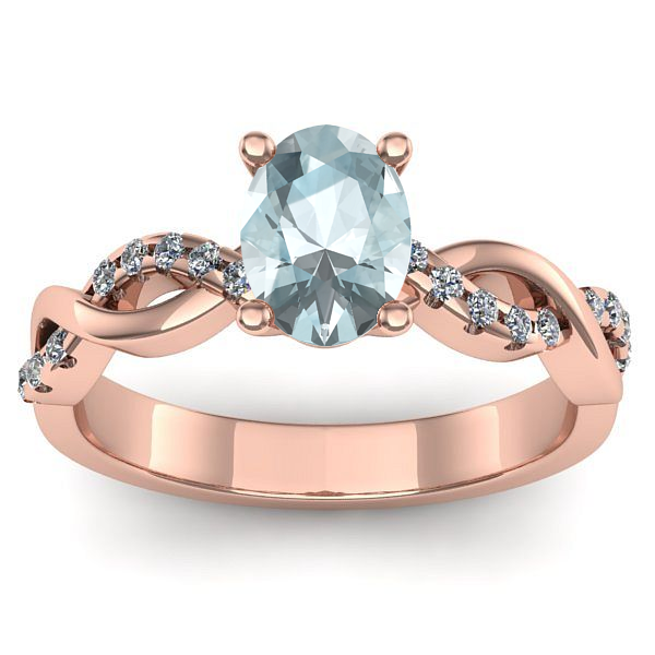 Inel de logodna cu aquamarin oval