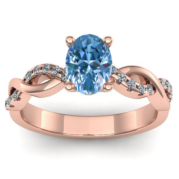 Inel logodna cu diamant de laborator albastru oval