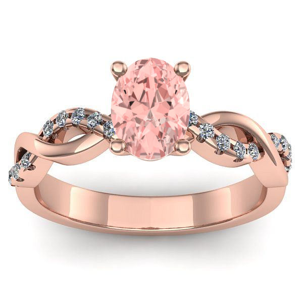 Inel de logodna cu diamant de laborator roz oval