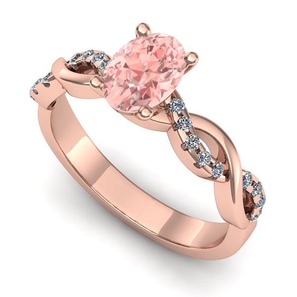 Inel din aur roz cu diamant de laborator roz
