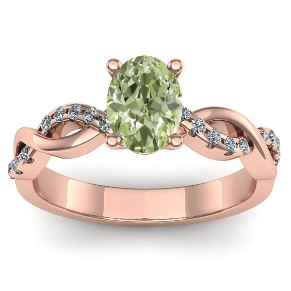 Inel logodna cu diamant de laborator verde oval