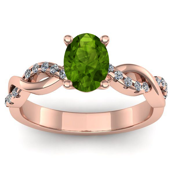 Inel de logodna cu peridot oval