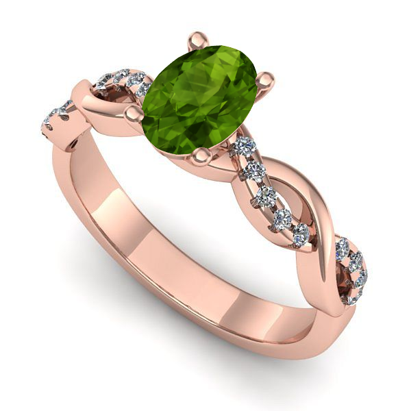 Inel din aur roz cu peridot