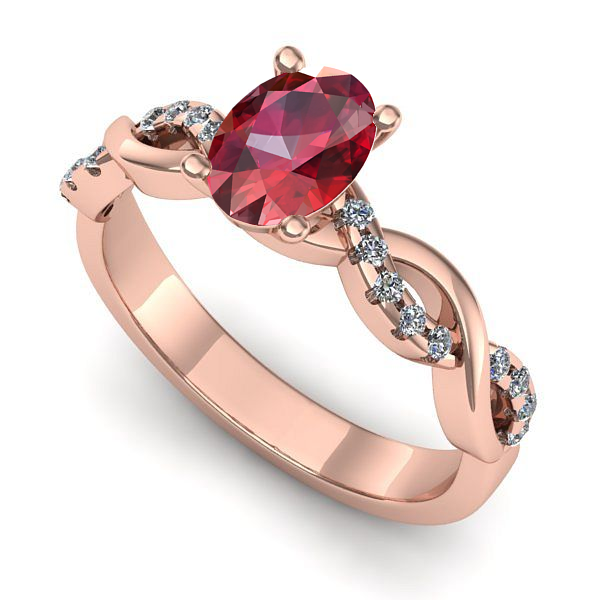 Inel de logodna din aur roz cu rubin